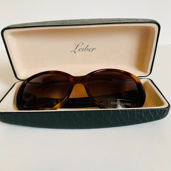 JUDITH LEIBER TORTOISESHELL SUNGLASSES WITH CRYSTALS WITH CASE main image 5
